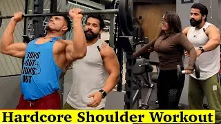 Shoulder Ka Tagda Workout With Pankaj And Kanishka || Aj Hogaye Teeno K Shoulder Pump🔥🔥