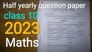 class 10 half yearly question paper 2023 Maths exam seba board