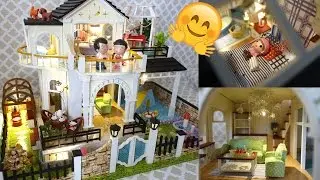 DIY FULL Set Miniature Doll House with Pool, Bathroom, Bar, Living Room, Kitchen, Bedroom, Patio