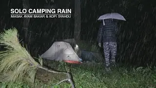 Solo Camping in the Rain, Grilled Cooking Chicken and coffee in the forest