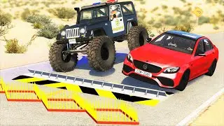 Police Spike Strip Car Crashes - BeamNG Drive | CRASHdriven