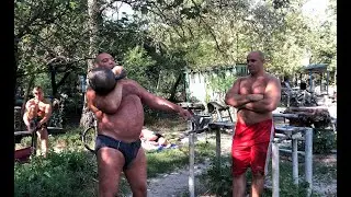 Богатырский жим гири 40кг. первого августа