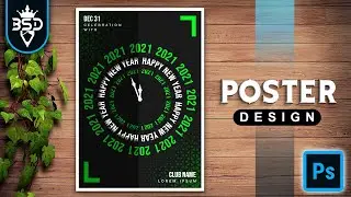 Happy New Year 2021 Clock Poster design in | Photoshop CC tutorial |