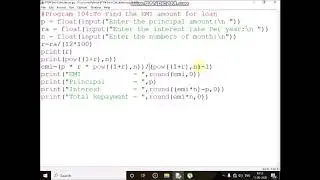 Write a Python Program To Calculate the EMI amount for the loan?