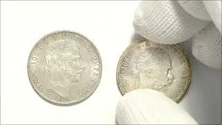 [5/6] Srebrne monety Austro-Węgierskie z Franciszkiem Józefem I. Floreny Austria.