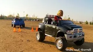 Power Wheels Tug Of War 1 - Ford F-150 vs Dodge Ram