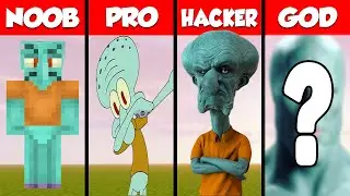 Minecraft Squidward PIXEL ART CHALLENGE - NOOB vs PRO vs HACKER vs GOD