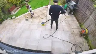 Karcher jet wash with patio attachment doing it's thing for Autumn garden clean up! #satisfying