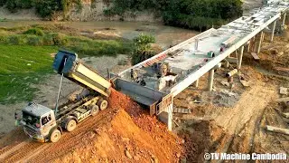 Finally Processing 100% Completed New Road Connected To Bridge Operator Skills Dozer Pushing Stone