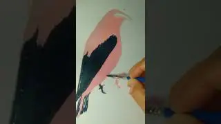 Экзотическая птица #art #акриловая #drawing #птица #розовая