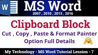 Clipboard Word 2013 | Cut,Copy,Paste and Format Painter Option in Hindi | by My Technology