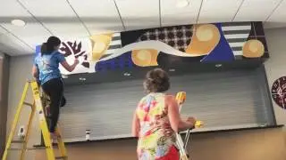 Oak Grove Student Rania Leslie Paints Mural For Grover Grounds:  Oak Grove Lutheran School 2016