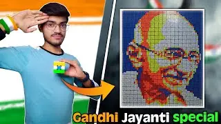 Gandhi Jayanti Special Sketch Art from Rubik's Cube 
