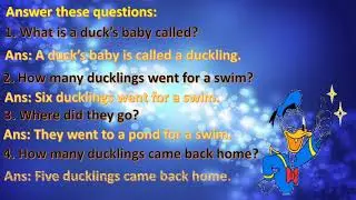 Comprehension 2 ( Passage about Mother duck and her ducklings )