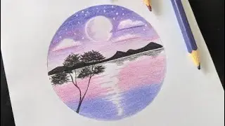 Como desenhar uma paisagem com apenas 3 Cores. Desenhos para iniciantes