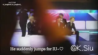 Jungkook reaction to IU's name coming up MAMA 2017