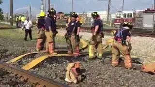 Perth Amboy large scale refinery fire drill. Digging to stretch lines through.