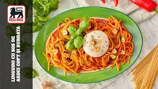 Linguini cu sos de ardei copt și burrata | MEGA IMAGE
