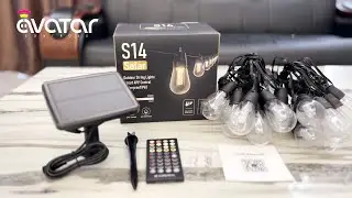AvatarControls Smart Outdoor String Lights Solar Powered S14/45FT