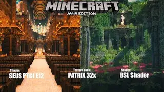 Minecraft Java Patrix 32x free texture pack with SUES PTGI E12 and BSL Shader.
