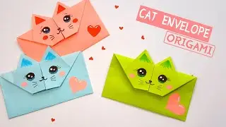 Origami Valentine's day gift card envelope 🐱🧡|| Valentine's day DIY crafts