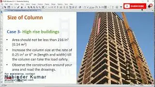 Column Size, Position and Orientation in the Buildings