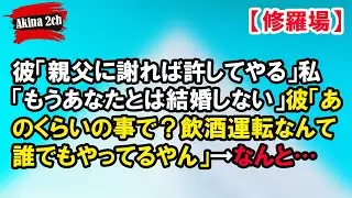 彼「親父に謝れば許してやる」私「もうあなたとは結婚しない」彼「あのくらいの事で？飲酒運転なんて誰でもやってるやん」→なんと…【Akina 2ch】