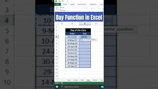 Extract day form date | Excel day formula | Day Function In Excel 