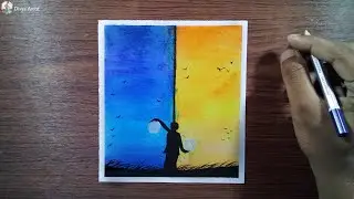 2 Type of Scenery Drawing  / Easy Oil Pastel Drawing for Beginners / Step by Step / Divya Artist