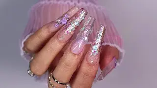Radiant Shimmer Nails💅🏻 How to Create Shimmering 3D Art! Acrylic Nail Extensions | Glitter Nail Art