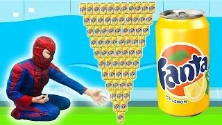 CRAZY DR. PEPPER CHALLENGE! Movie Kids Toys w/ Spiderman, Joker, & Hulk Video Fun In Real Life 2