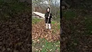 Убираю листики|видео|труд|Mashka and pets family magic