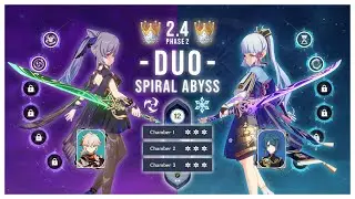 Genshin impact : 2.4 Spiral abyss 12 DUO Keqing & Ayaka 9* Clear!! [PHASE TWO]