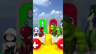 GTA V New Medic Run: RED Spidey and SpiderGwen VS Hulk and SheHulk 