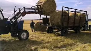 Копаловская загрузка рулонов сена в тележку