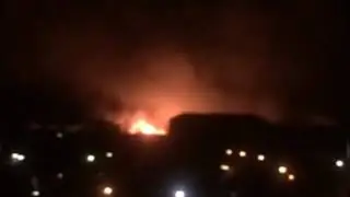 Пожар в Каспийске в стороне военной части сняли на видео