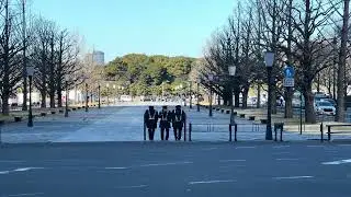 Tokyo Cops and Fence, Marunouchi, ahead of Emperor's visit by Ambassadors.