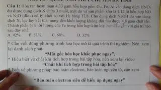 Bảo toàn electron, bảo toàn nguyên tố, chất khí trong bài tập đặc trưng nôn hóa học phần 1