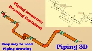 Piping Drawing Isometric Explained.Piping 3D. Piping tutorial. Piping isometric Drawing study
