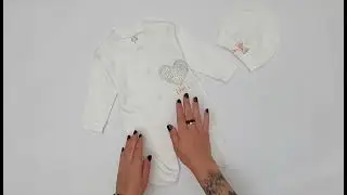 Огляд комплекту святкового (комбінезон+шапка) Бант 3-9 ТО 1250 - молочний