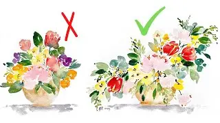 5 tips for perfect floral composition - Watercolor floral arrangement painting tutorial