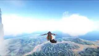 Rock drake flying on island