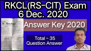 Rkcl (Rscit) Answer Key 6 Dec. 2020
