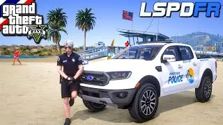 GTA V - LSPDFR มาเป็นตำรวจในเกม GTA V ตำรวจ ตระเวนชายหาดทะเลขับ Ford Ranger #264