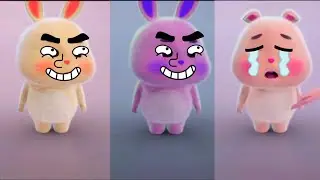 Supet cute fat rabbit with cute emoji