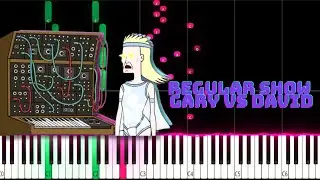 Regular Show Gary vs David (The synth wars) PIANO TUTORIAL (SHEET + MIDI)
