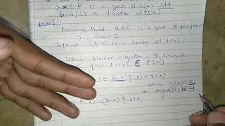 Factor theorem : a is zero of f(x) if and only if (x-a) is a factor of f(x)