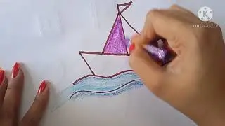 Boat drawing with the help of sleeping & slanting lines