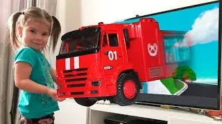 Got the car out of a TV. A large fire truck. Videos for kids.