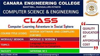 VTU SS&CD (18CS61) Language Processors, Introduction to Compilers (M2 L1)